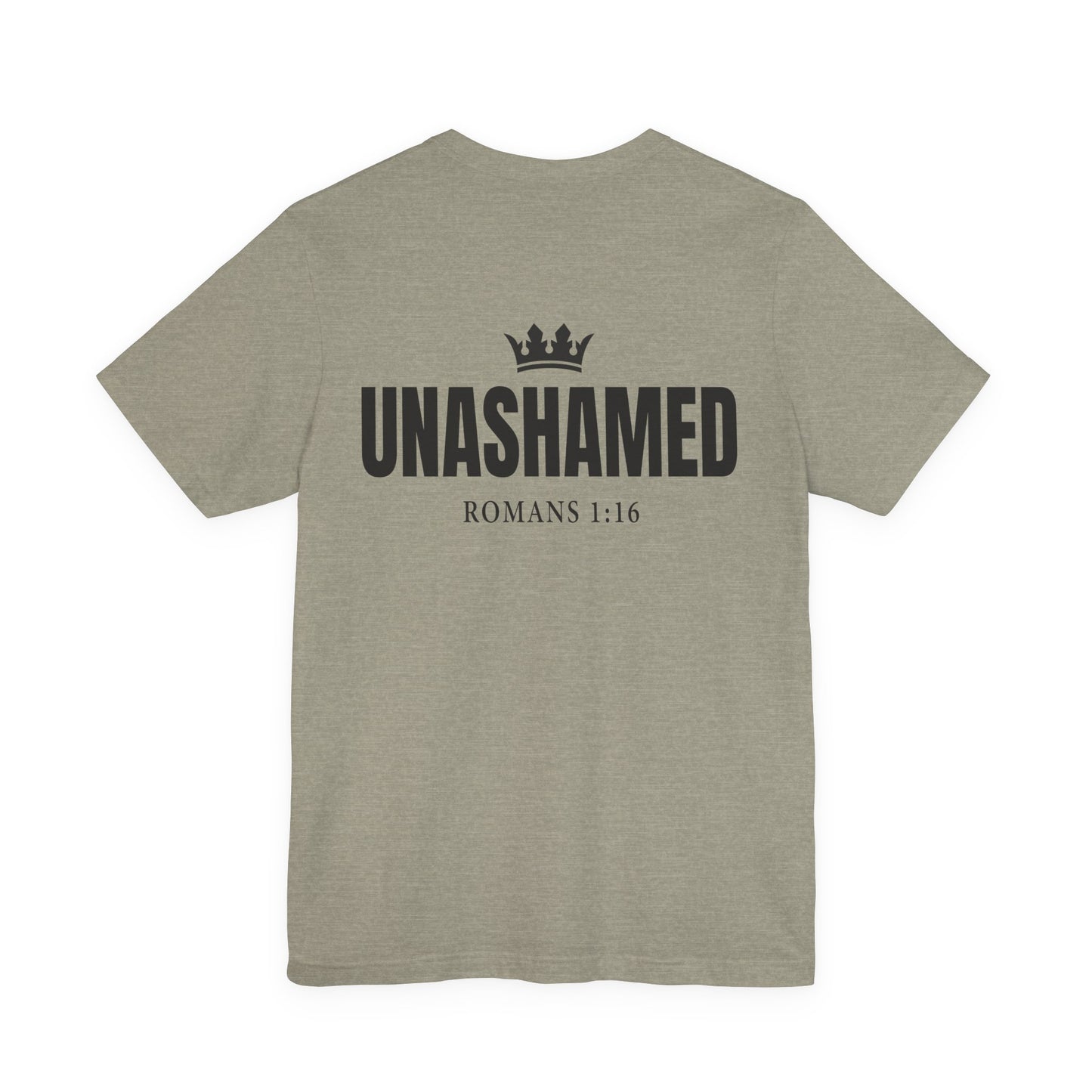 Unashamed Romans 1:16 Tee | Cross logo Christian faith shirt