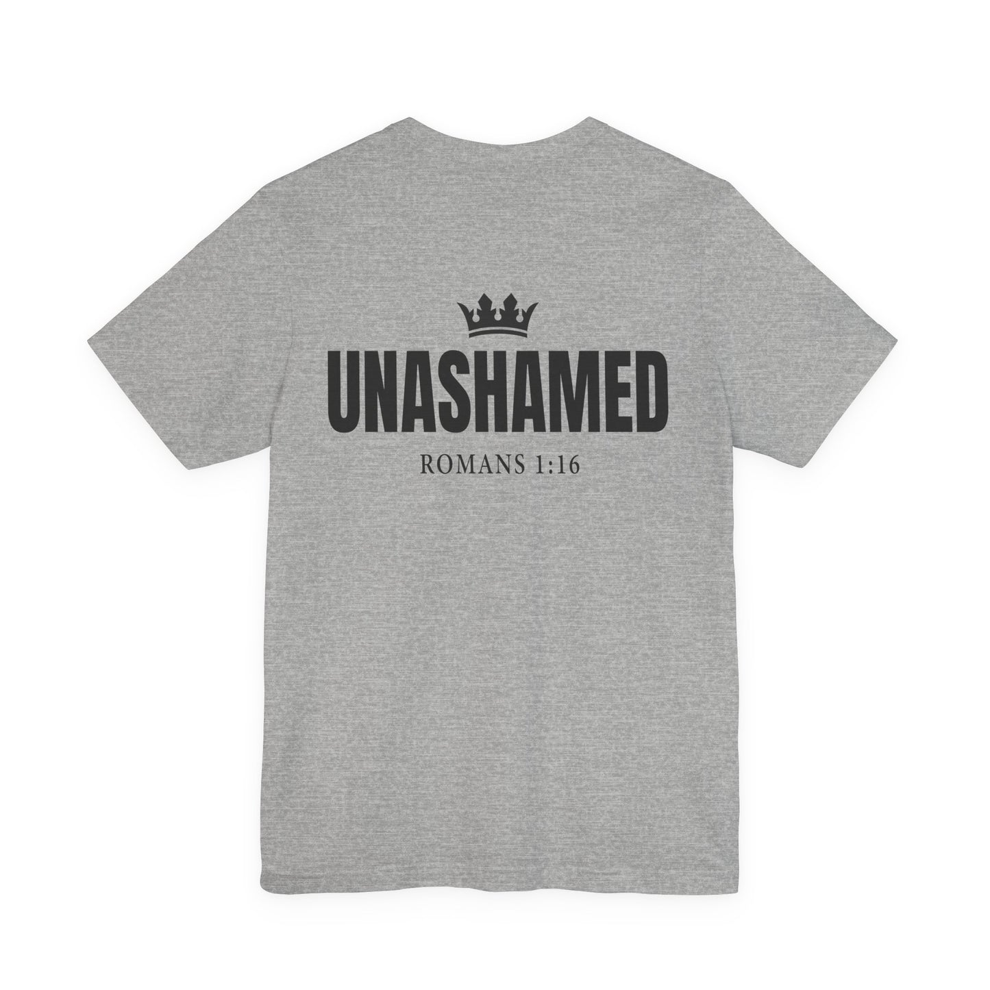 Unashamed Romans 1:16 Tee | Cross logo Christian faith shirt