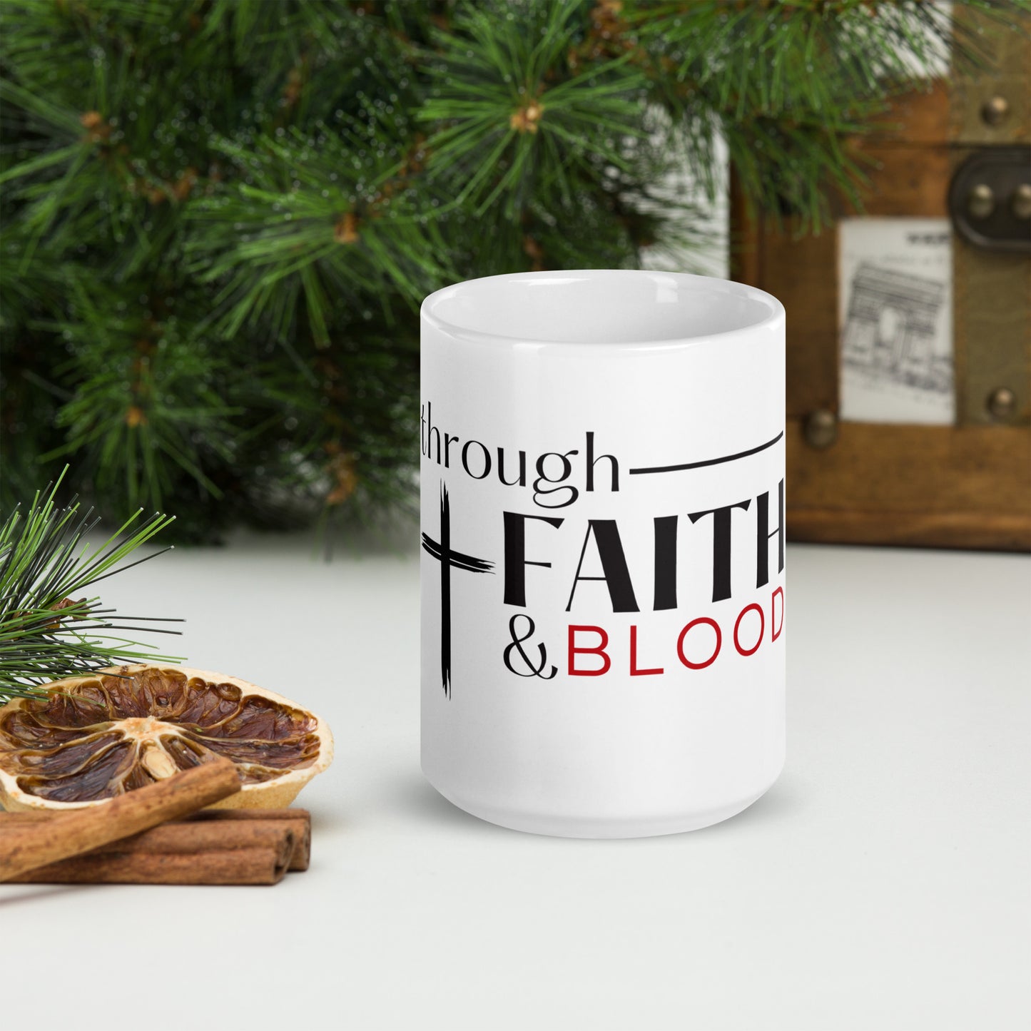 White glossy mug